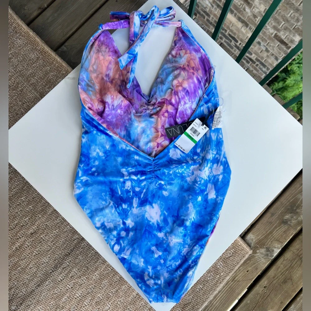 🆕 Soluna Reversible One-Piece Swimsuit Large Multicolor Tie-Dye Halter High Rise - Picture 9 of 13